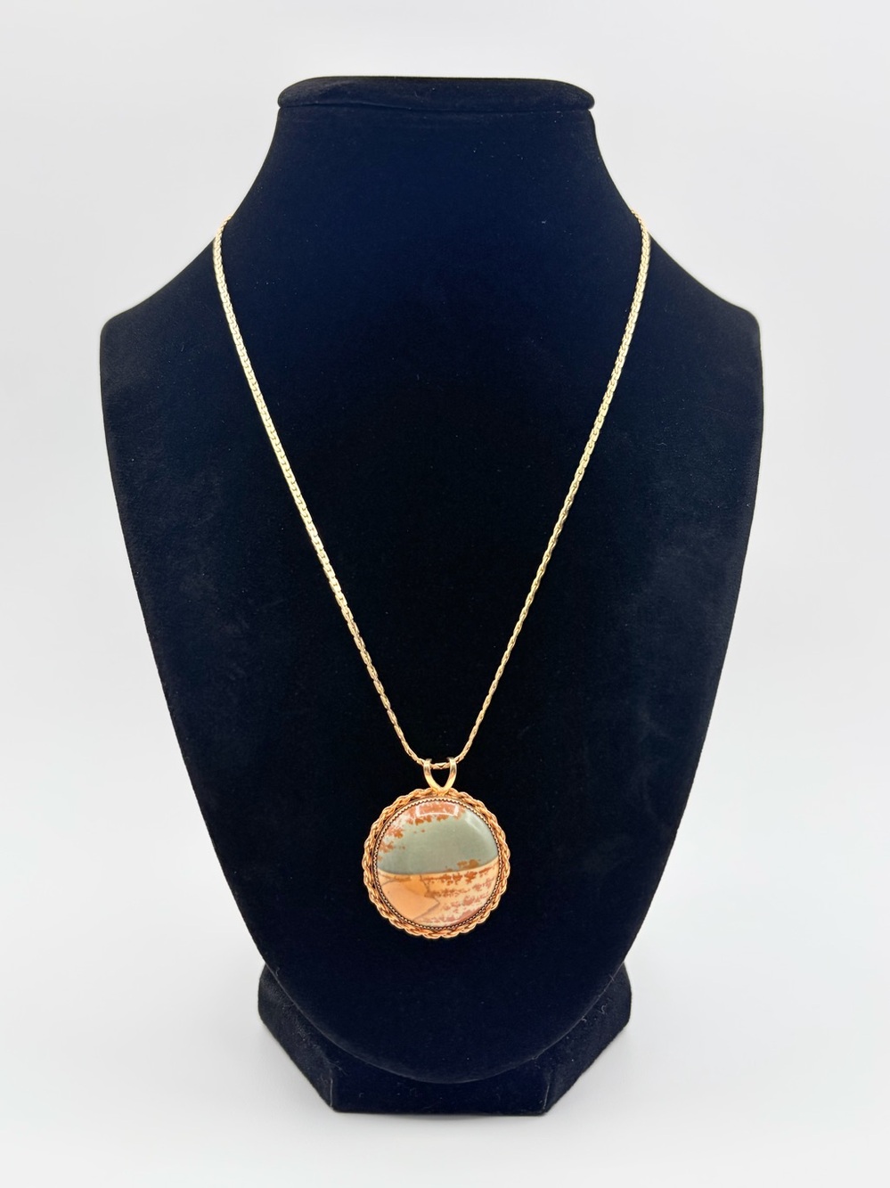 12K Gold Filled Scenic Pendant Necklace – Vintage Style